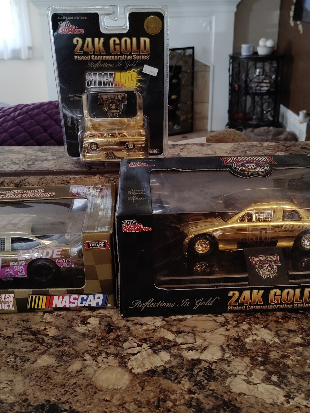 Nascar 24K Gold Plated Collectible Toy Cars - Gold and Black Accents